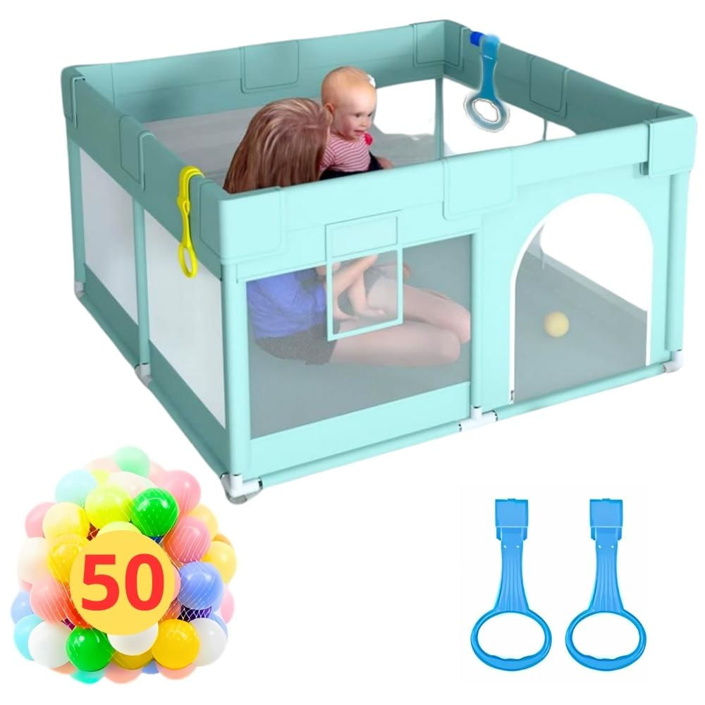 Corral De Juego Para Bebes 150X150 +50 Pelotas+2 Agarradera