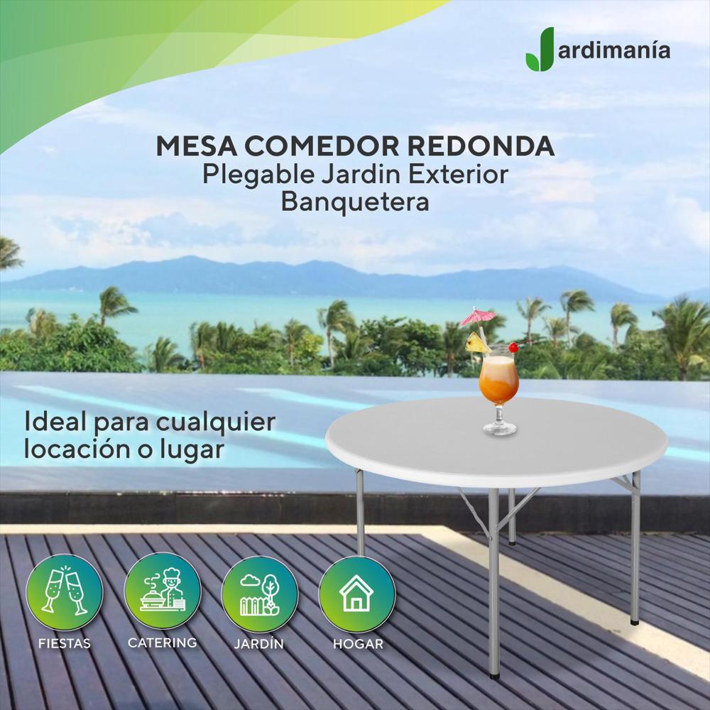 Mesa Plegable Comedor Redonda Jardin Exterior Banquetera img #4