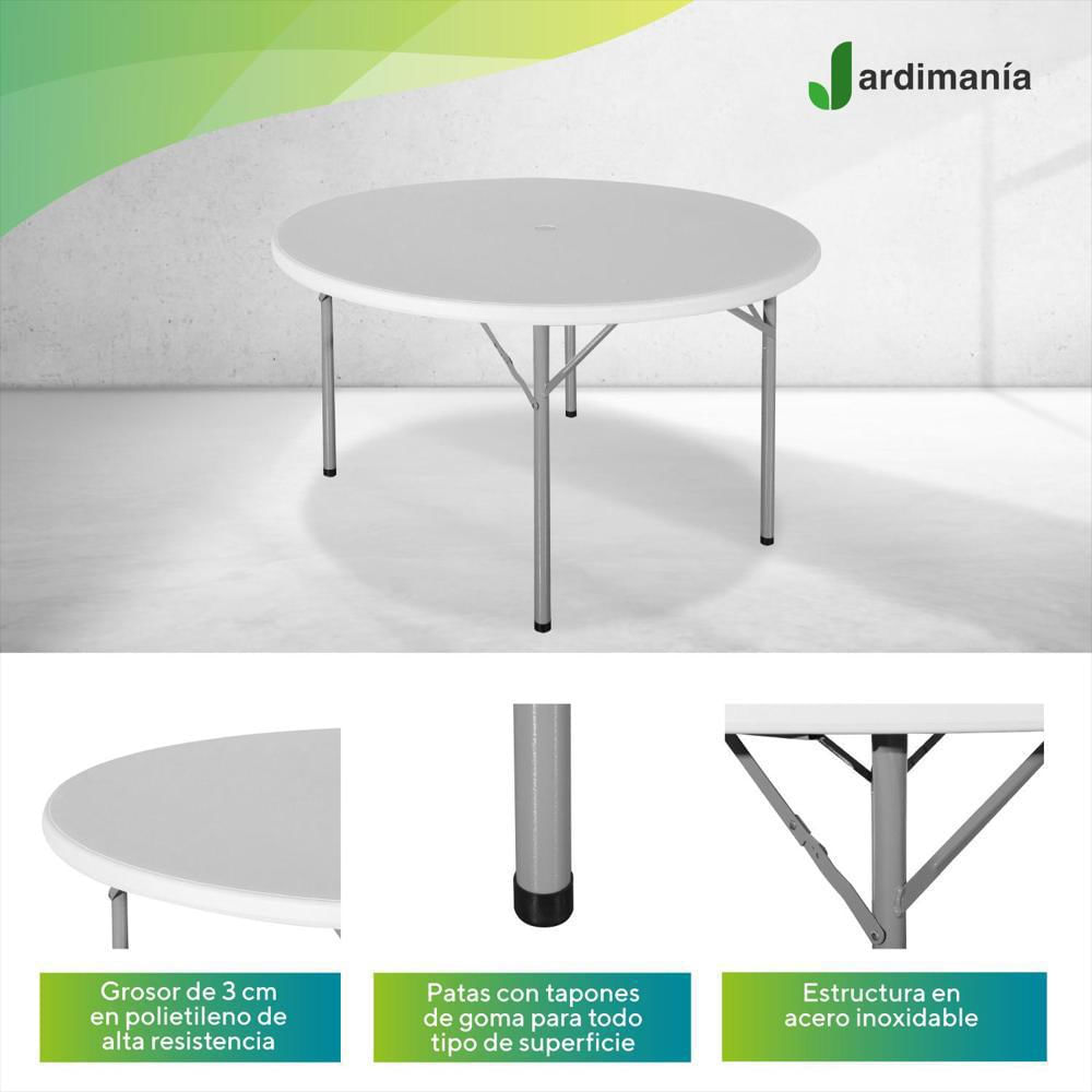 Mesa Plegable Comedor Redonda Jardin Exterior Banquetera img #5