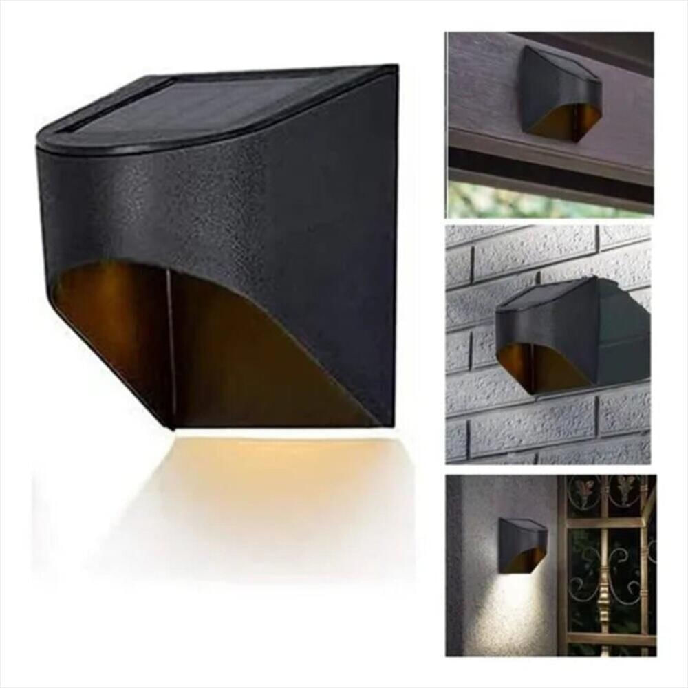 Lampara Solar Metálica Luz Cálida Chorro Automática Farol 3D