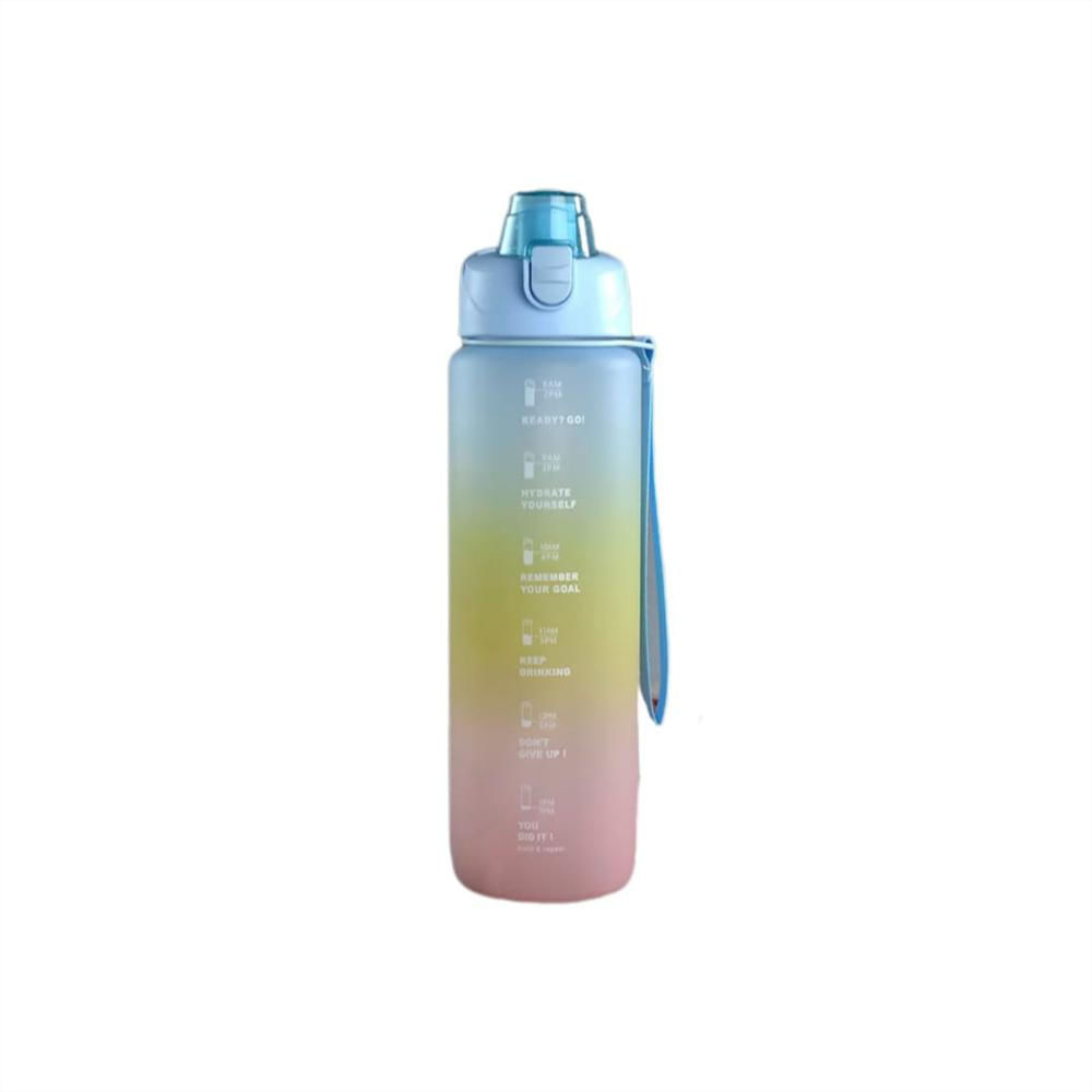 Termo Motivacional Pines Stickes Degradé Botilito Pitillo 1 Litro Azul img #1