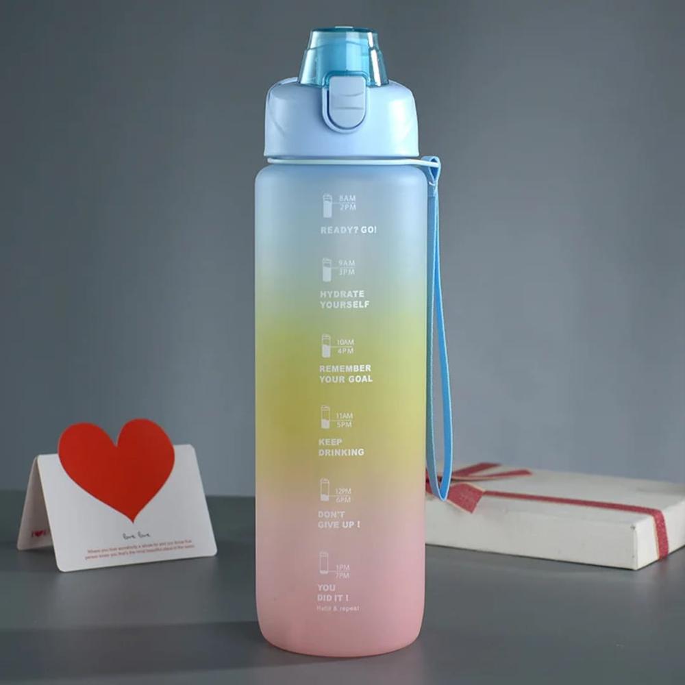 Termo Motivacional Pines Stickes Degradé Botilito Pitillo 1 Litro Azul img #2