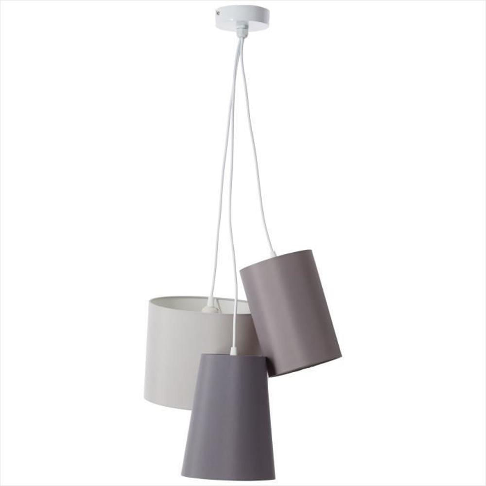 Chandelier Brilliant Lámpara Colgante De 3 Luces De Metal Y Textil