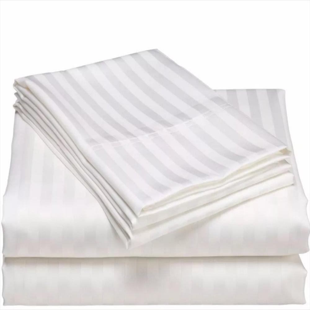 Juego Sábanas Basic Microfibra Blanco Líneas Semidoble