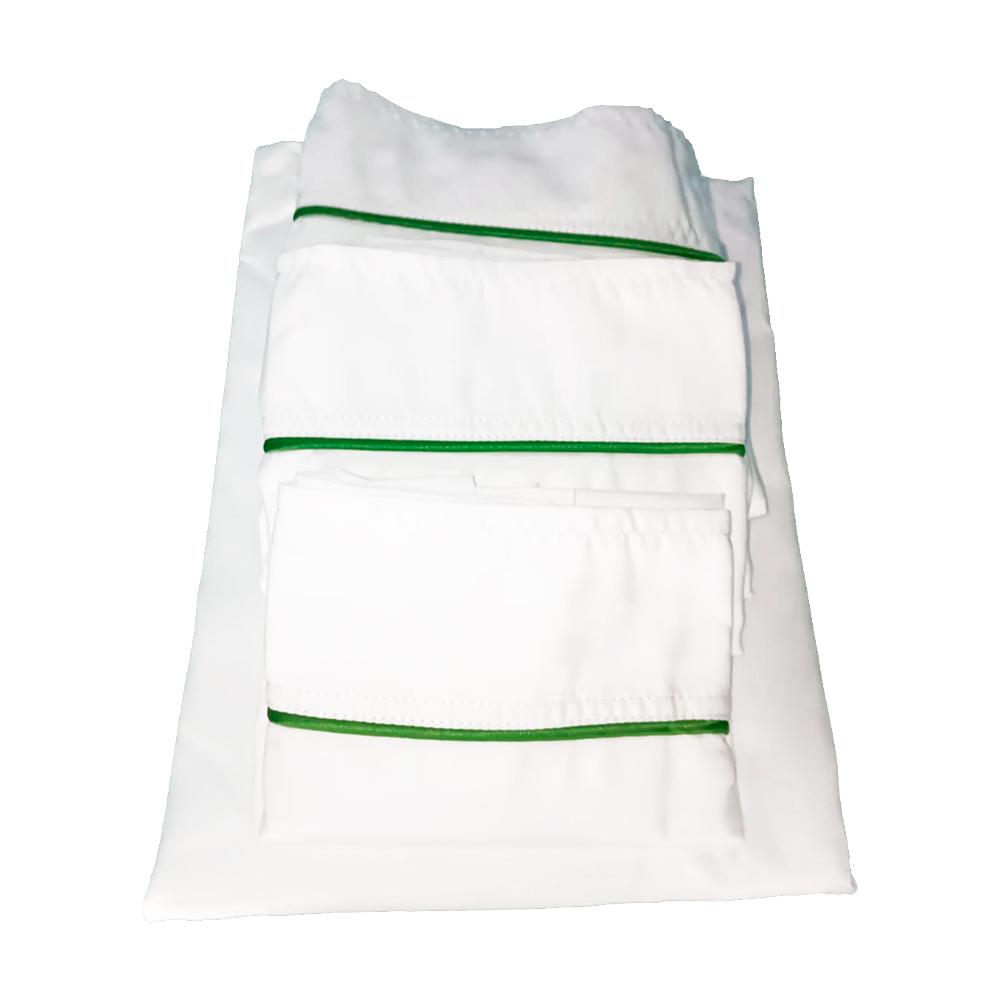 Sabanas Semi Dobles Blancas Con Embone Verde 4Staciones img #2