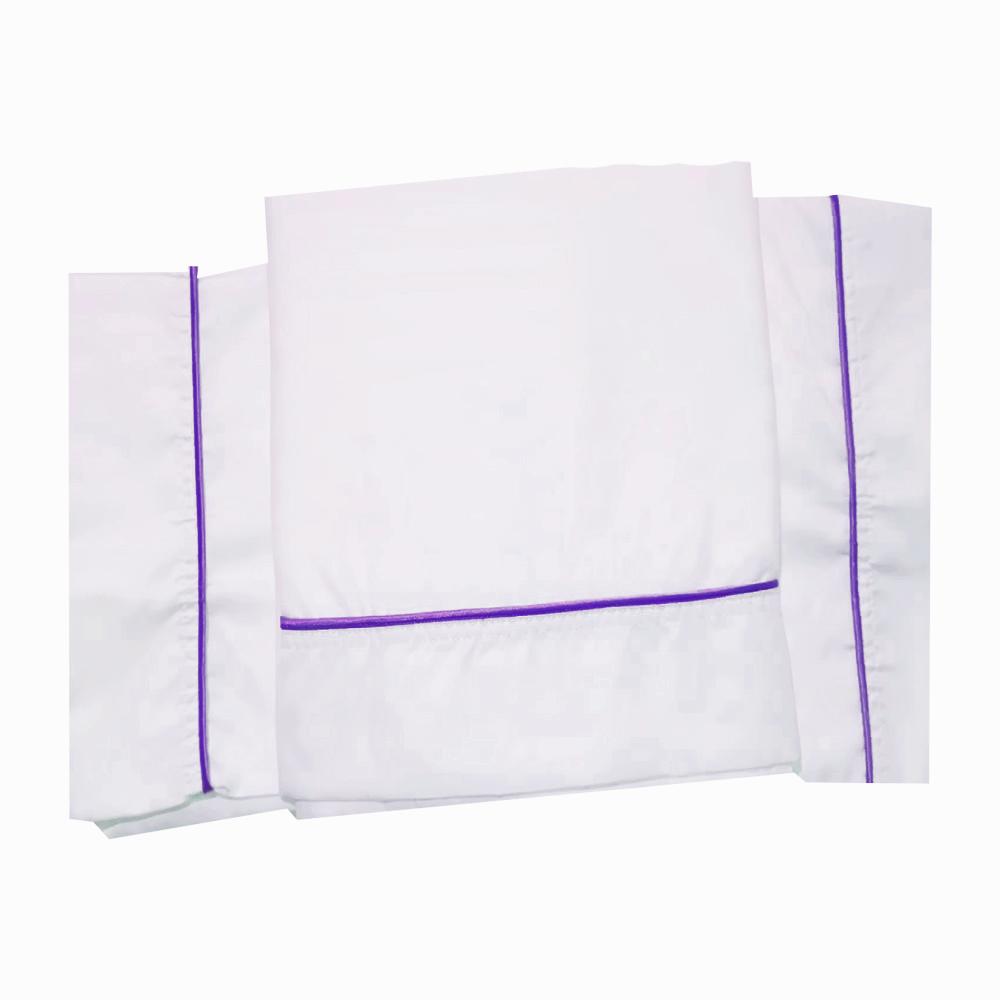 Sabanas Sencillas Blancas Con Embone Morado 4Staciones img #2