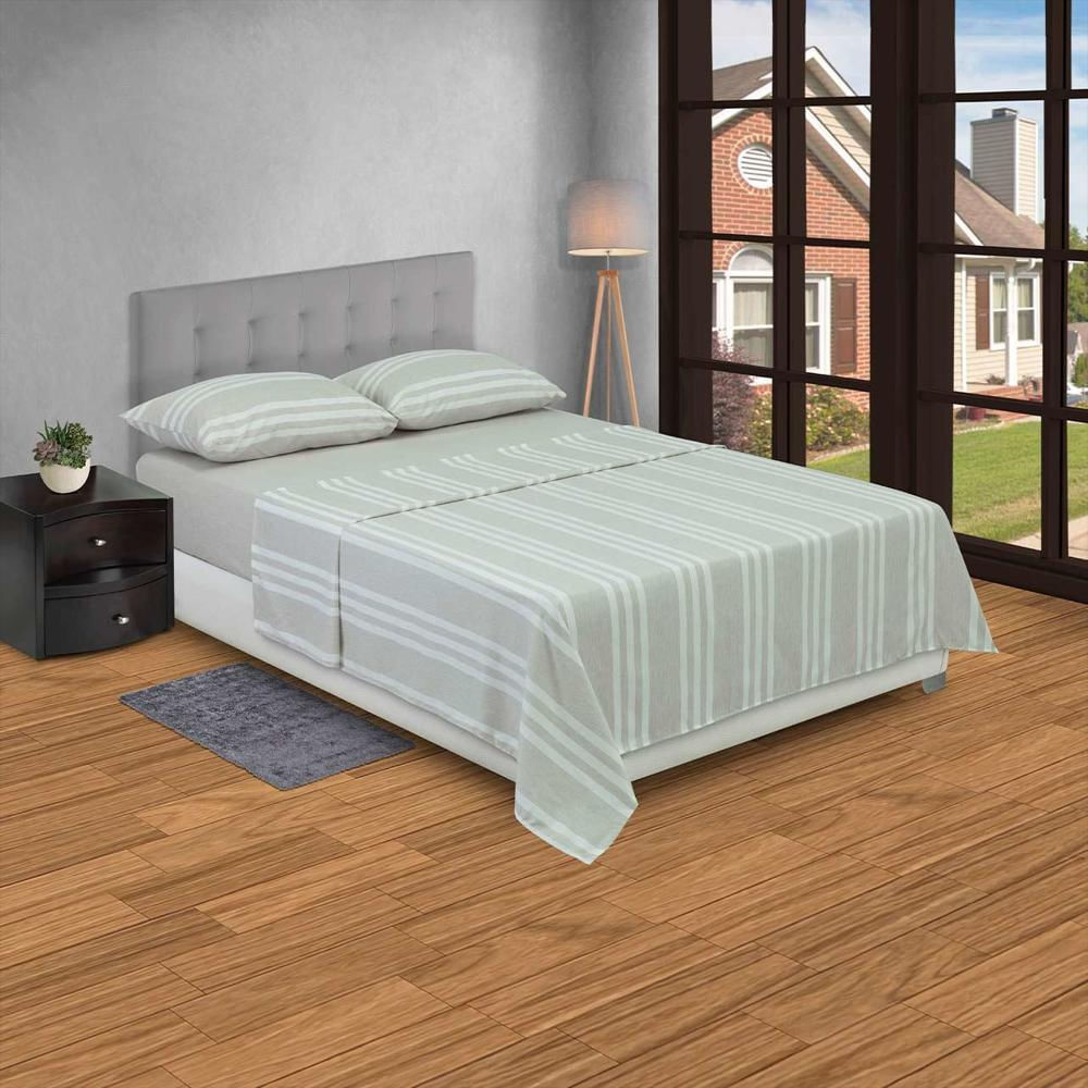 Juego De Sabanas Poliéster Doble 140 Cm Beige Con Líneas img #2