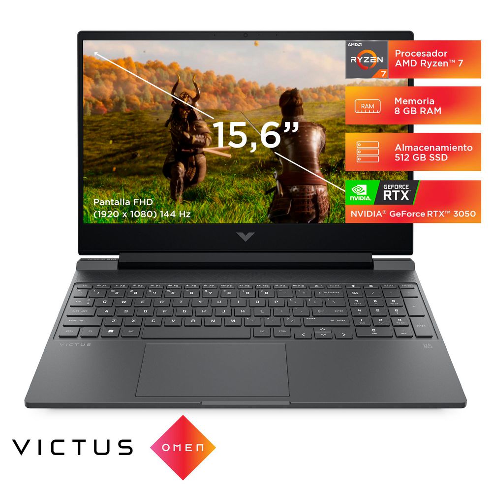 Portatil Gaming HP Victus AMD Ryzen 7 5800H RAM 8 GB 512 GB SSD 15fb0126la