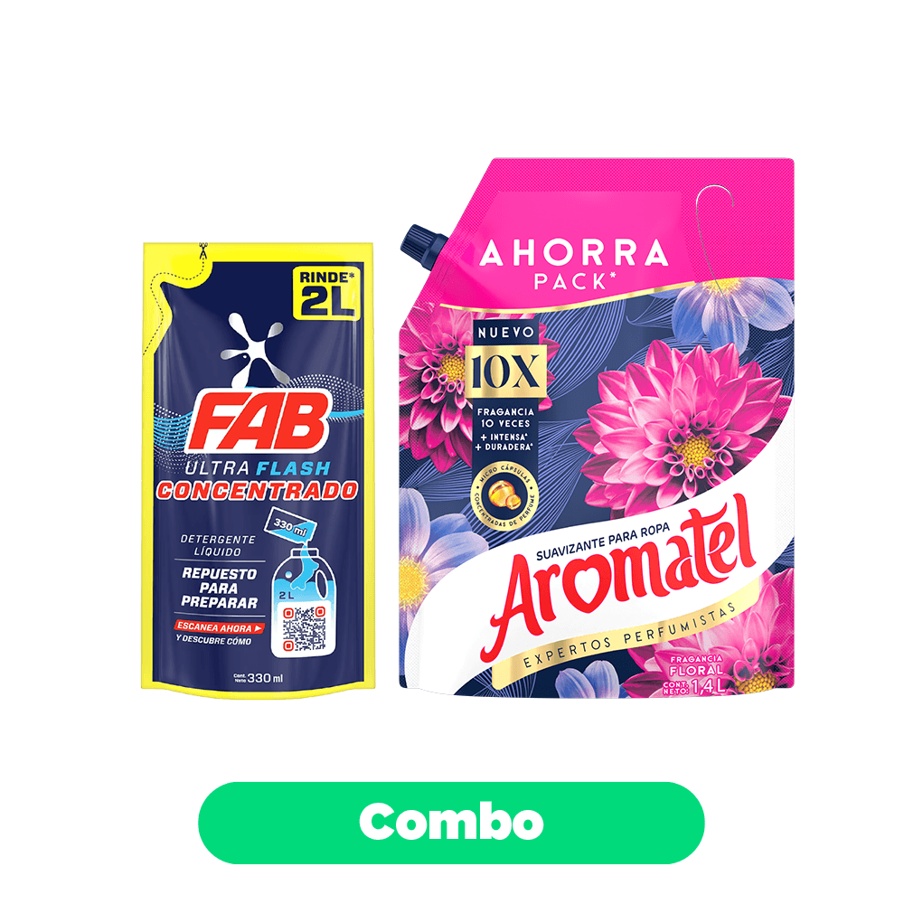 Kit Lavado Líquido Detergente FAB RINDE 2L + Suavizante Aromatel 1.4L img #1