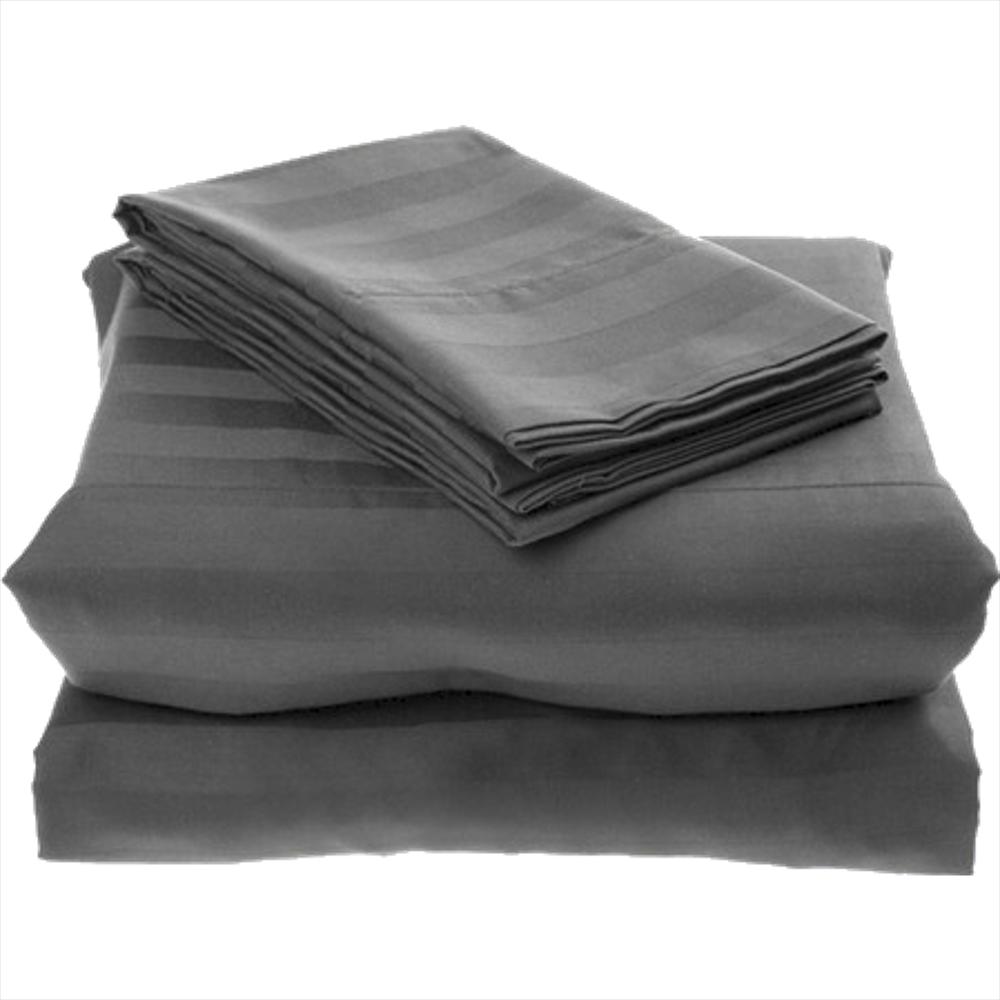 Juego Sábanas Microfibra Gris Líneas Queen img #2