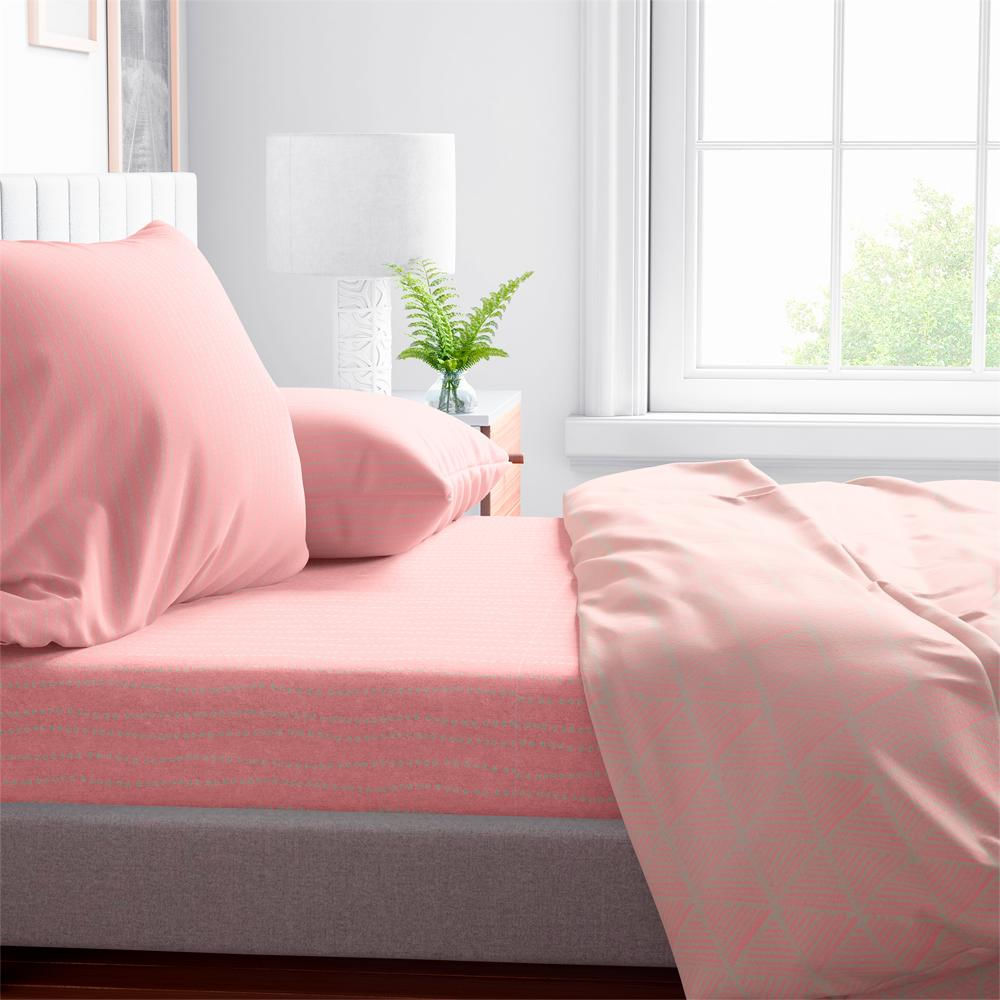 Sabanas Queen Microfibra Rosa Con Diseño De Rombos img #2
