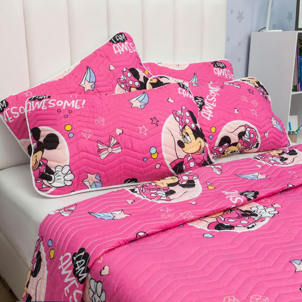 Cubrelecho Español Infantil Microfibra Semidoble 120 Cm Rosado De Minnie img #1