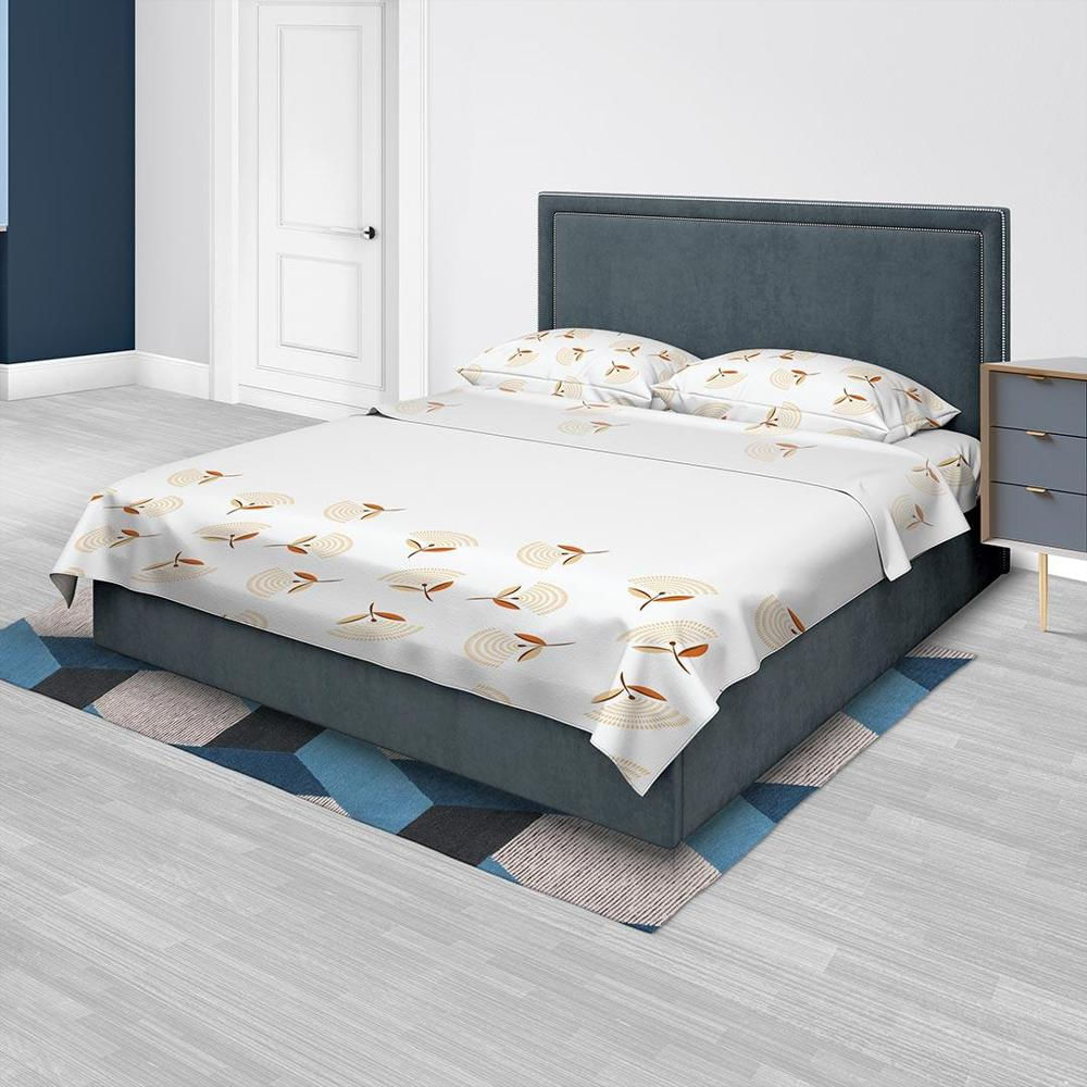 Juego De Sabanas Algodón 250 Hilos Doble 140 Cm Blanco Con Figuras Cafes img #2