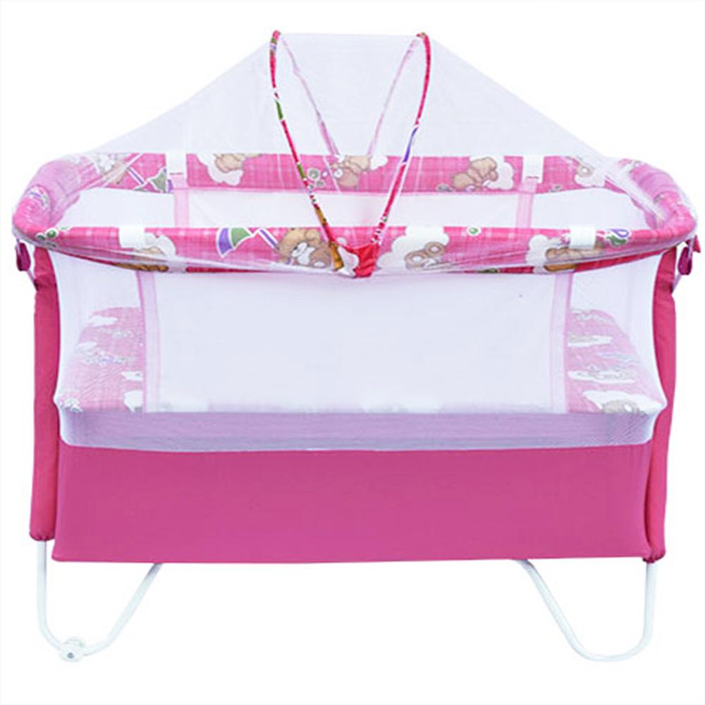 Corral Doble Nivel Con Toldillo Para Bebé Niña Rosa