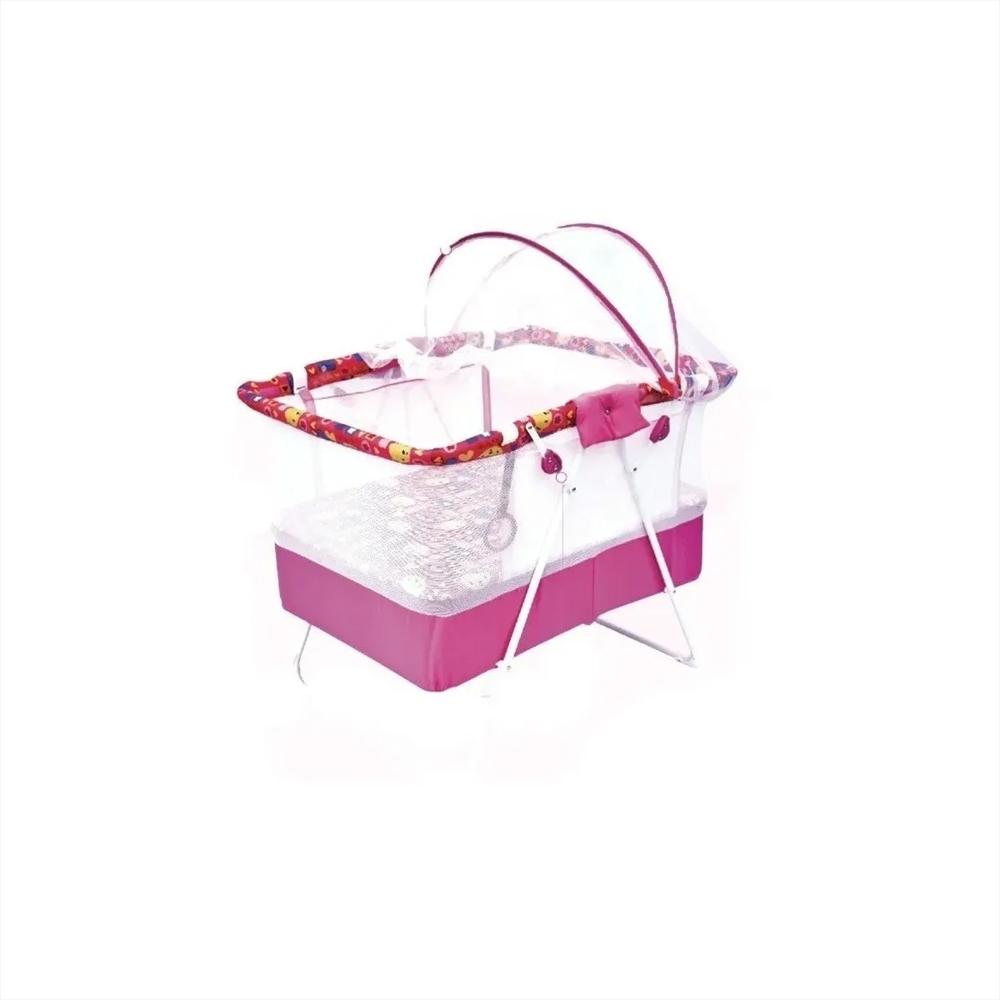 Cuna Y Corral Doble Nivel 2 En 1 Para Bebe Plegable Prodehogar Rosa