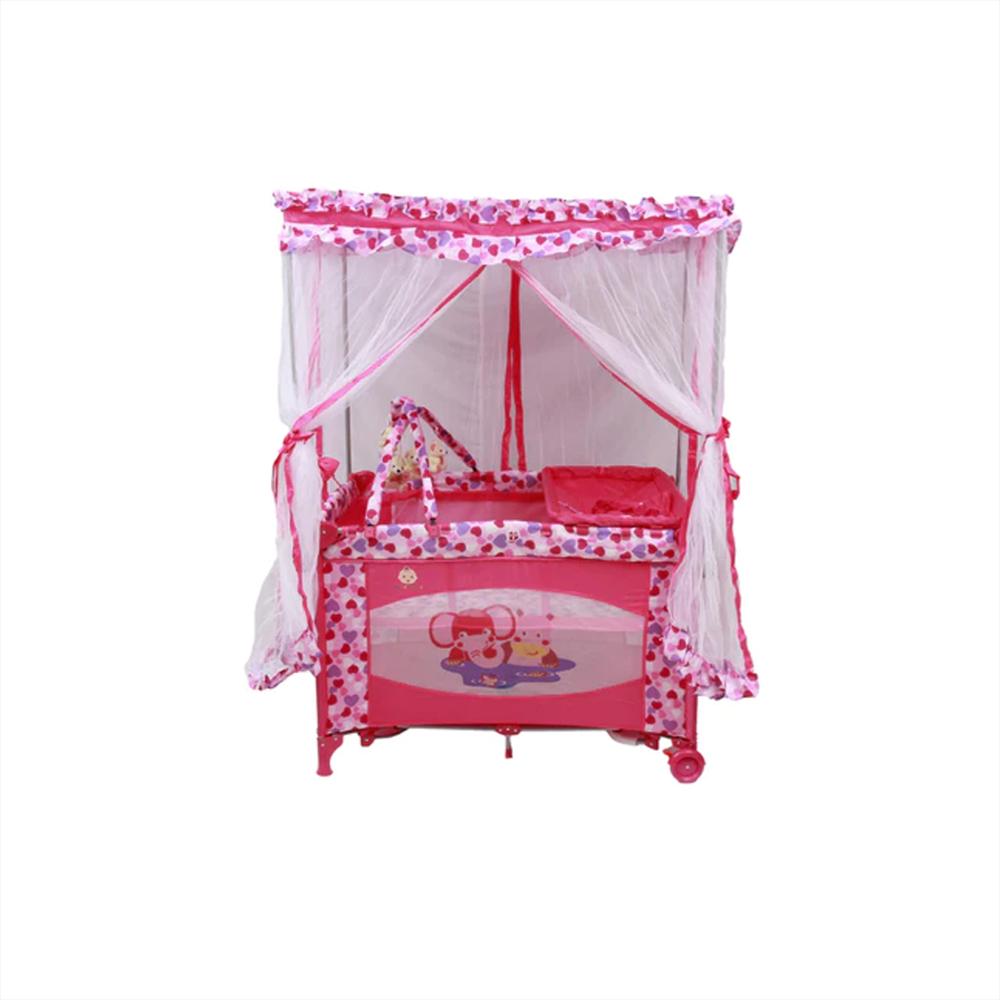 Cuna Corral Para Bebe Niño Niña Toldo Alto Bc 600 Baby Cuchi Fucsia Corazones