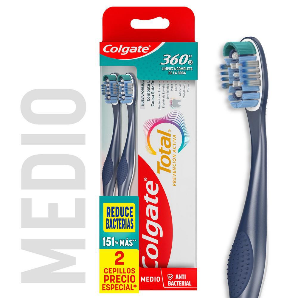 Crema Dental COLGATE Total + cepillos de dientes medio (1 und)
