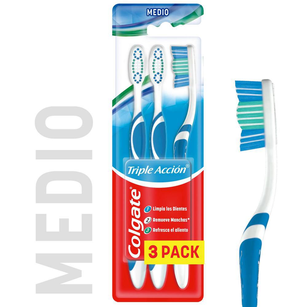 Cepillo de Dientes COLGATE Triple Acción Medio (3 und)