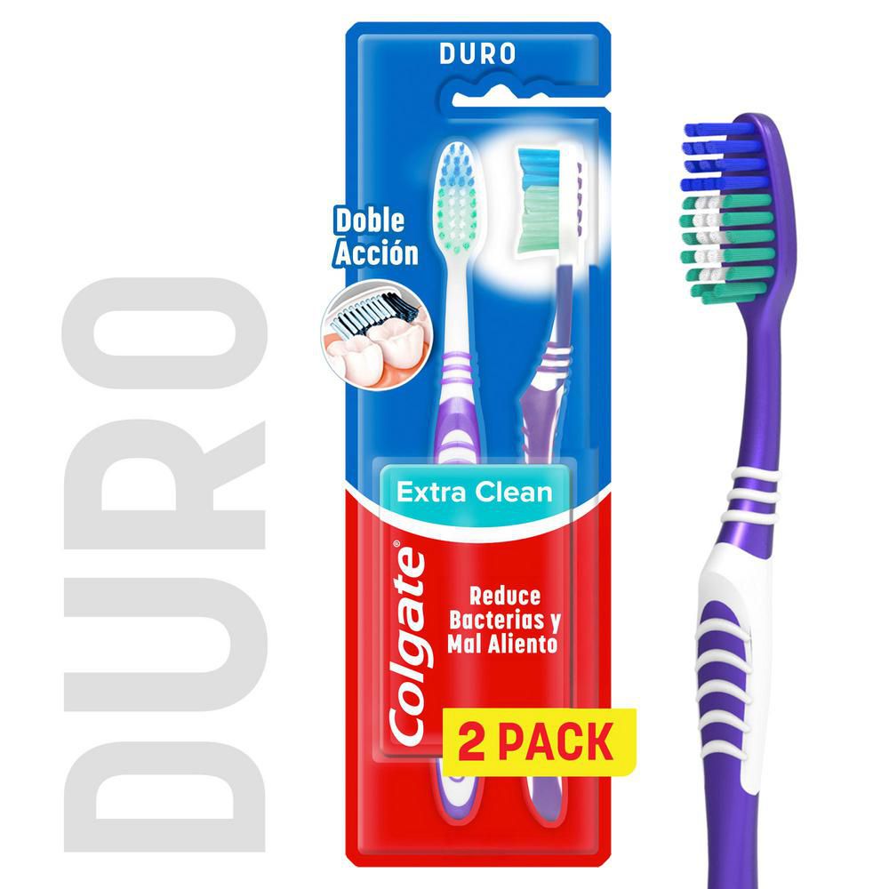 Cepillo de Dientes COLGATE Extra Clean Doble Acción Duro (2 und)