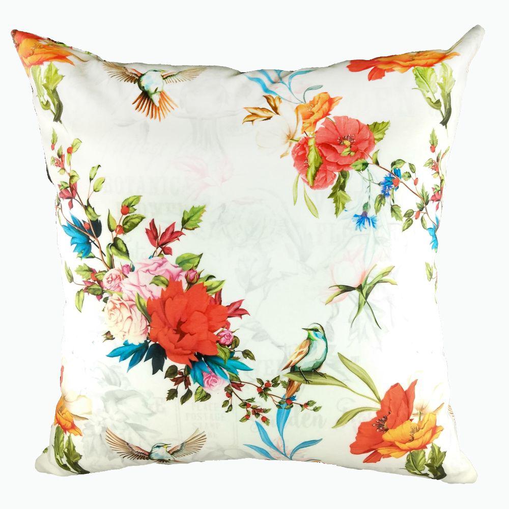 Cojin 45 Cm Decorativo Flor Colibri Dis 009 Multicolor