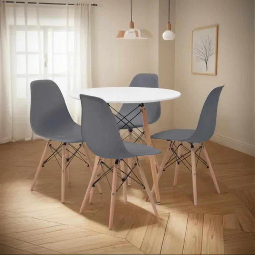 Set De Mesa +4 Sillas Eames Comedor Moderno Redondo Oferta