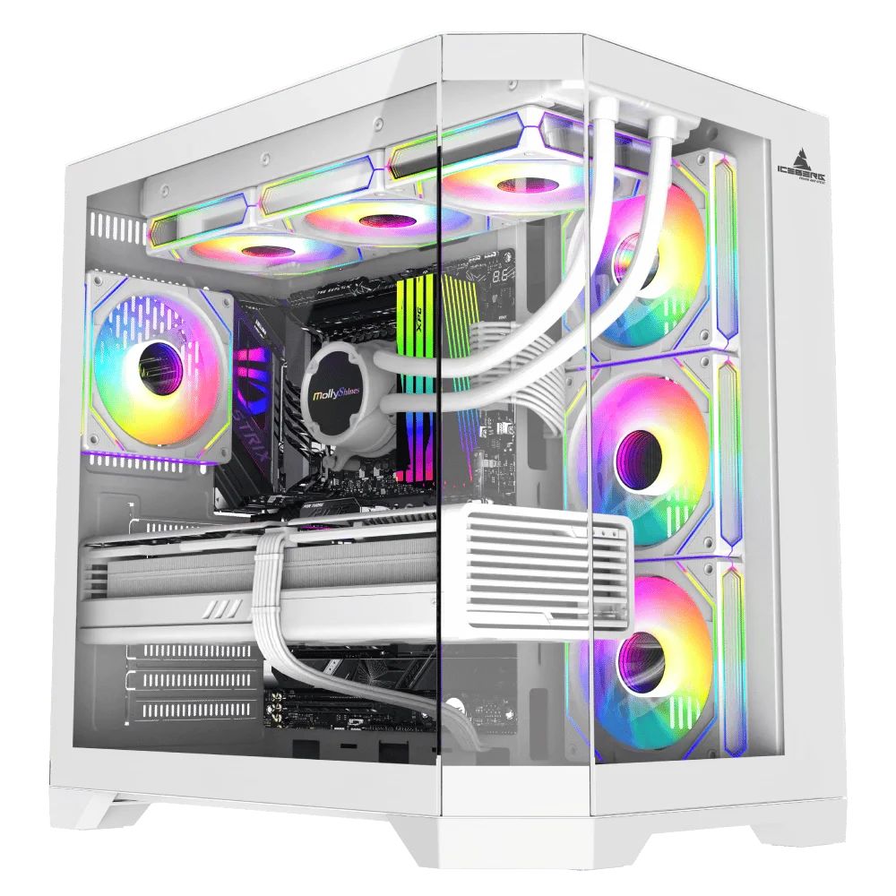 Gabinete Gamer Iceberg Crystal EDGE Blanco