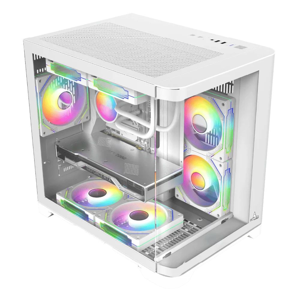 Chasis Gamer Iceberg Crystal Wave Blanco M-ATX 3 Ventiladores ARGB Maxi Infinity