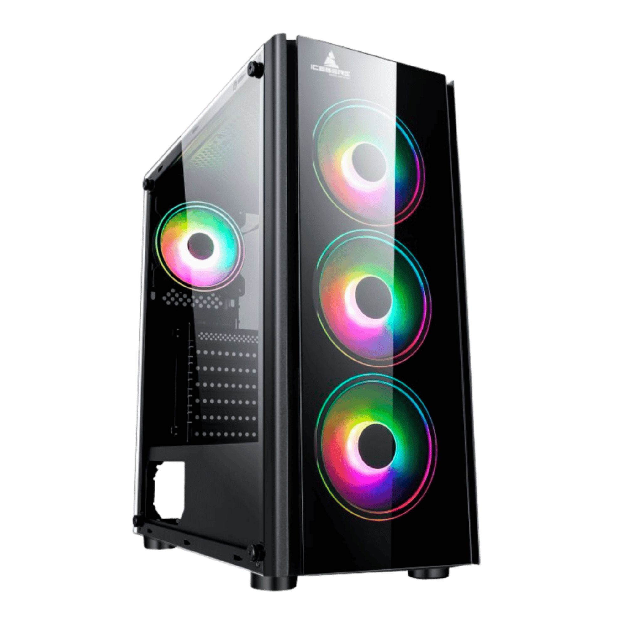 Chasis Caja Iceberg Crystal G9 v3 ARGB Doble Vidrio Templado + 4 Ventiladores ARGB Doble Ring