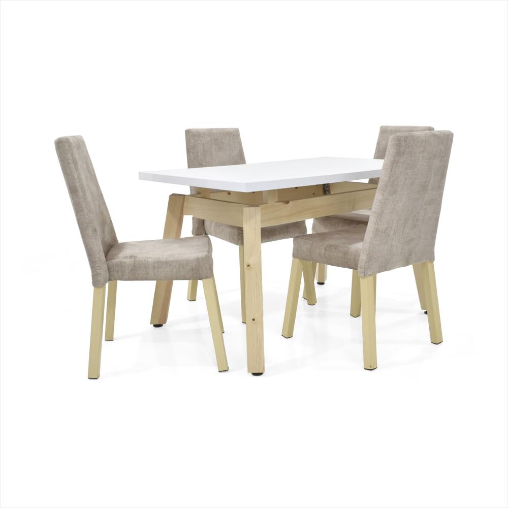 Juego De Comedor 4 Puestos Tyrone + Sillas Viena Tela Beige