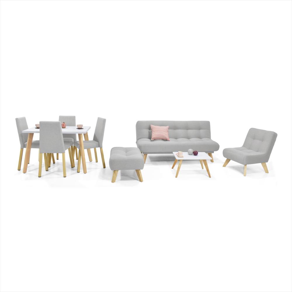 Combo Comedor Lugo Matiz 4P Sillas Viena Y Sala Con Sofacama Porto Tela Plata