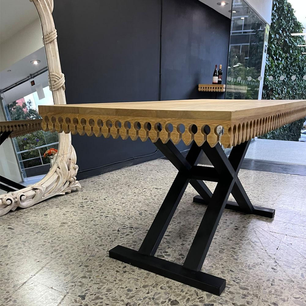 Mesa Comedor Burnheart En Roble Y Metal 160X80cm