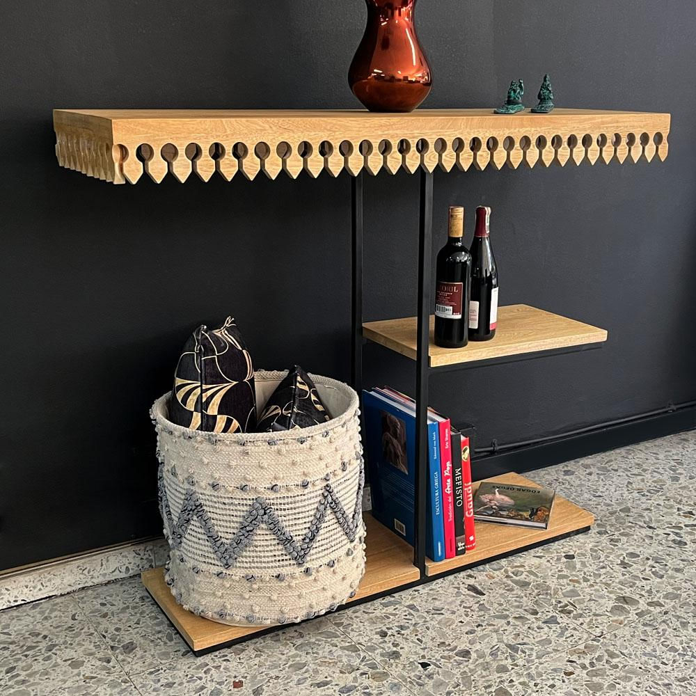 Repisa Recibidor Morgana En Roble Y Metal 120X40cm