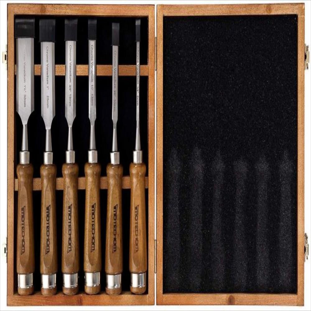 Set De 6 Cinceles De Madera Para Carpintería Con Mango De Nogal img #1