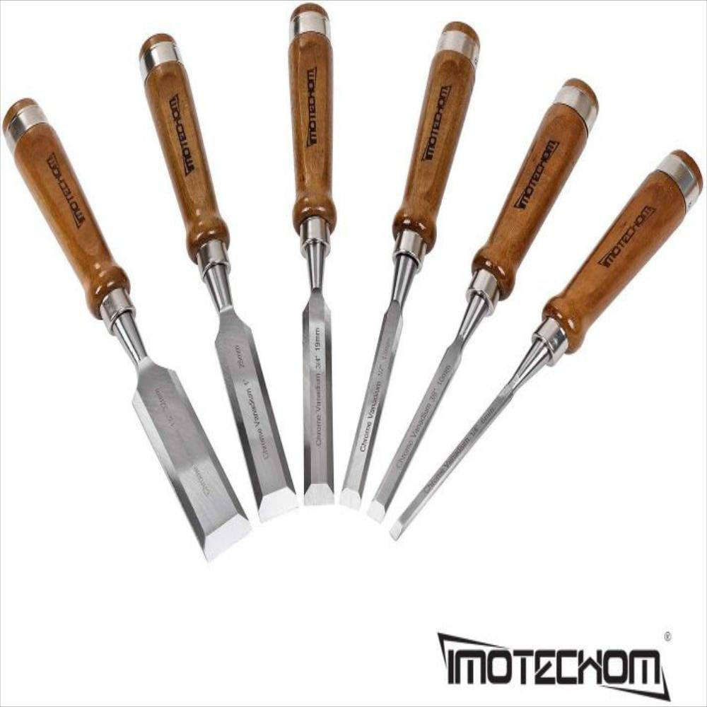 Set De 6 Cinceles De Madera Para Carpintería Con Mango De Nogal img #2