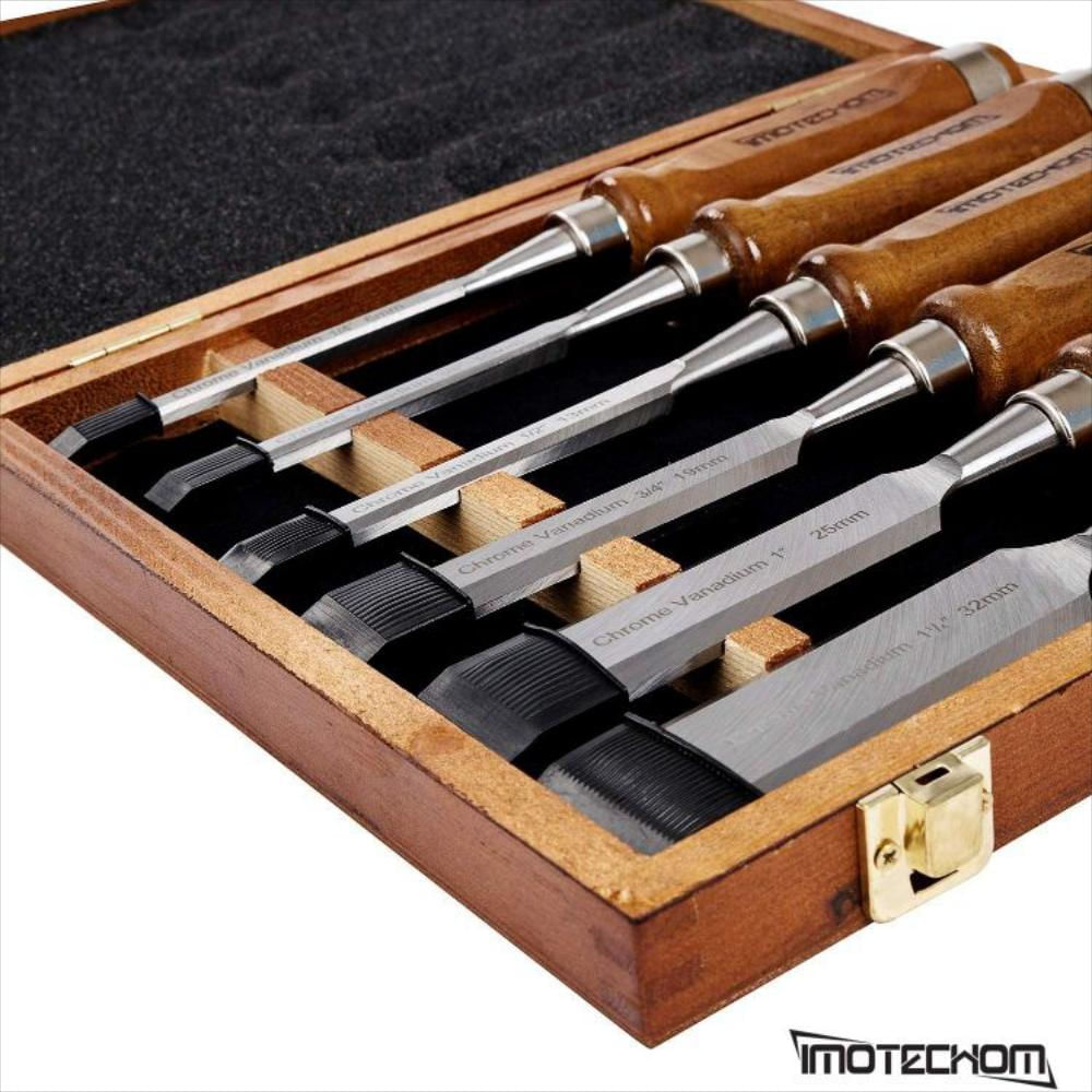 Set De 6 Cinceles De Madera Para Carpintería Con Mango De Nogal img #3
