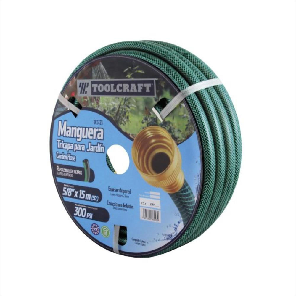 Manguera Para Jardín 25 Metros Toolcraft De 5/8 Pulgadas Y 3 Capas