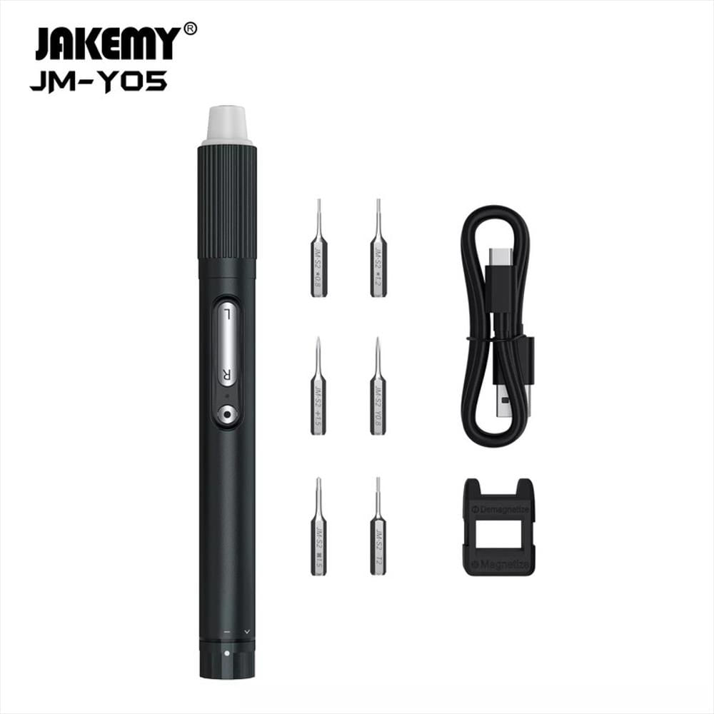Destornillador Electrico Recargable Con Luz Led, 6 Puntas, Magnetizador/ Desmagnetizador Y Cable Tipo C, Color Negro