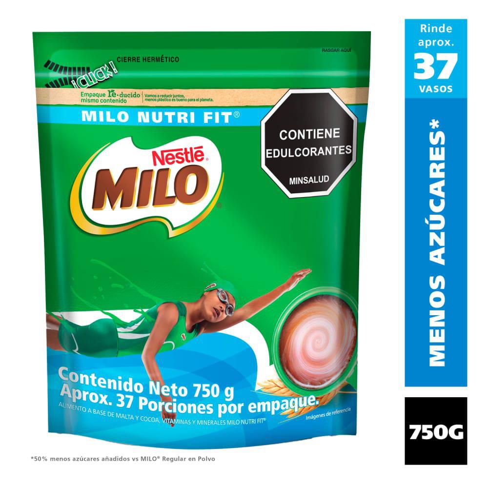 Bebida en polvo MILO NUTRI FIT menos azúcares doypack (750 gr)