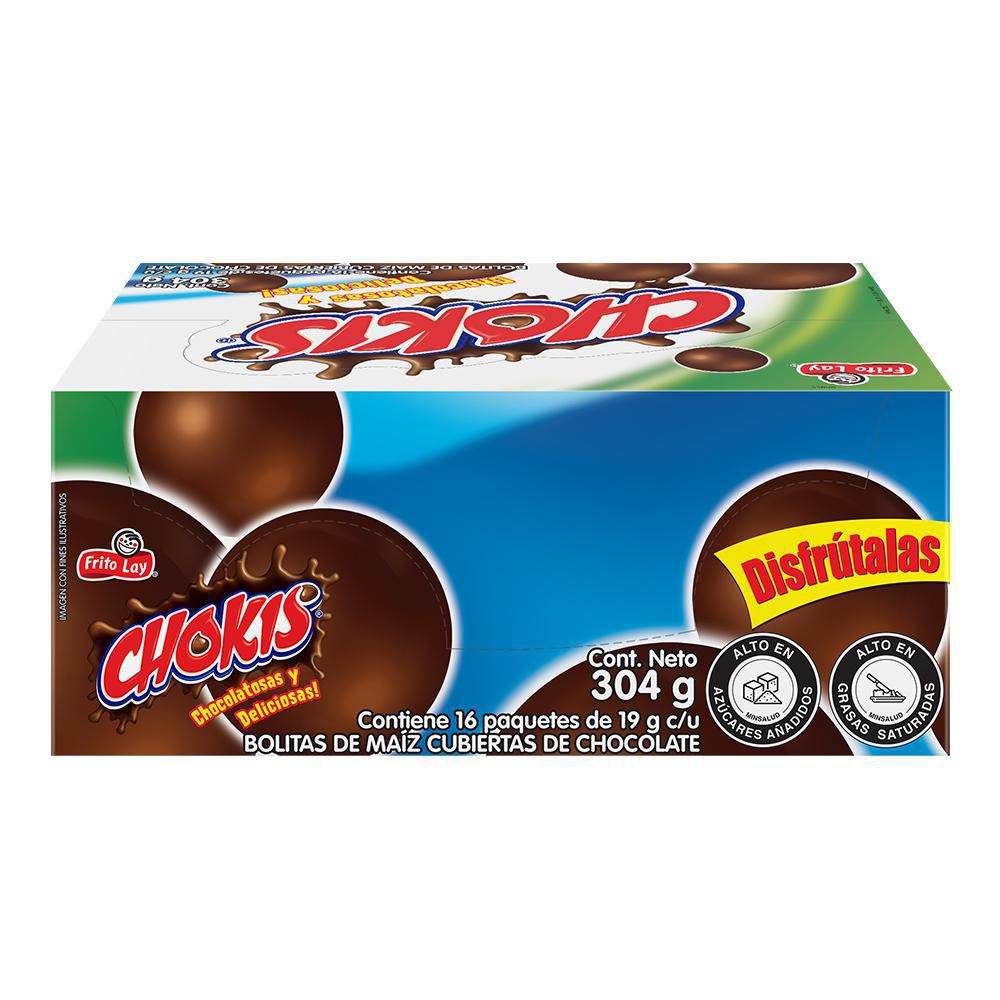 Chokis FRITO LAY Bolitas Cubiertas Chocolate x16und (304 gr)