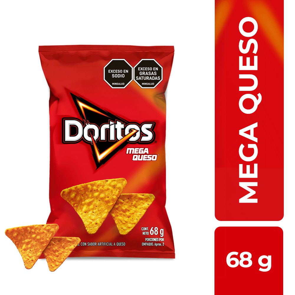 Pasabocas DORITOS Mega Queso (68 gr)