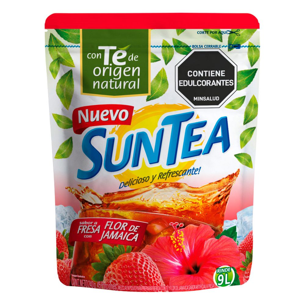 Té en polvo SUNTEA sabor a fresa con flor de jamaica (240 gr)