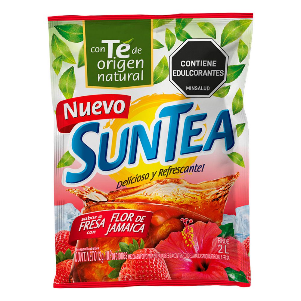 Té en polvo SUNTEA sabor a fresa con flor de jamaica (12 gr)