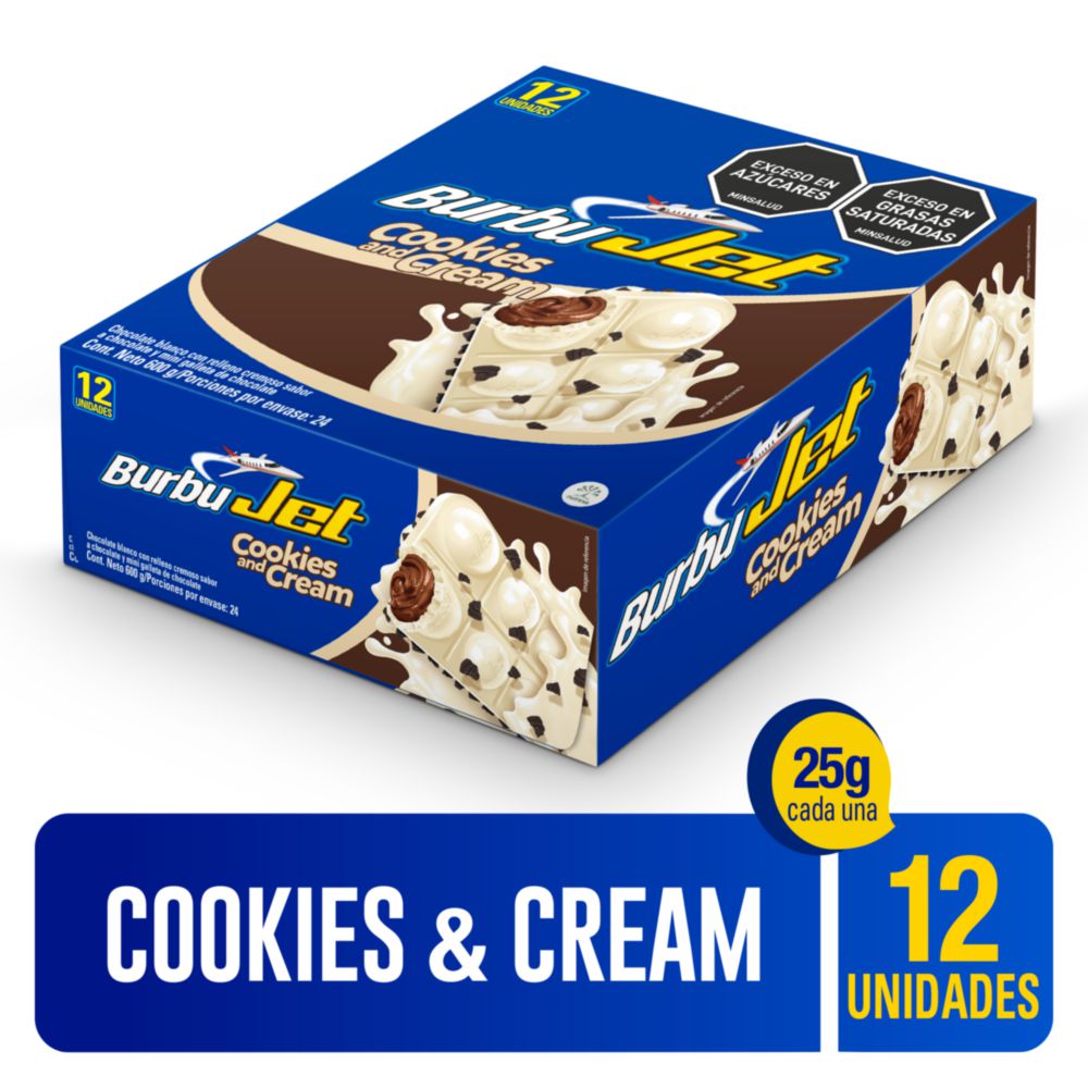 Chocolatina JET burbujet cookies and cream x12und (600 gr)