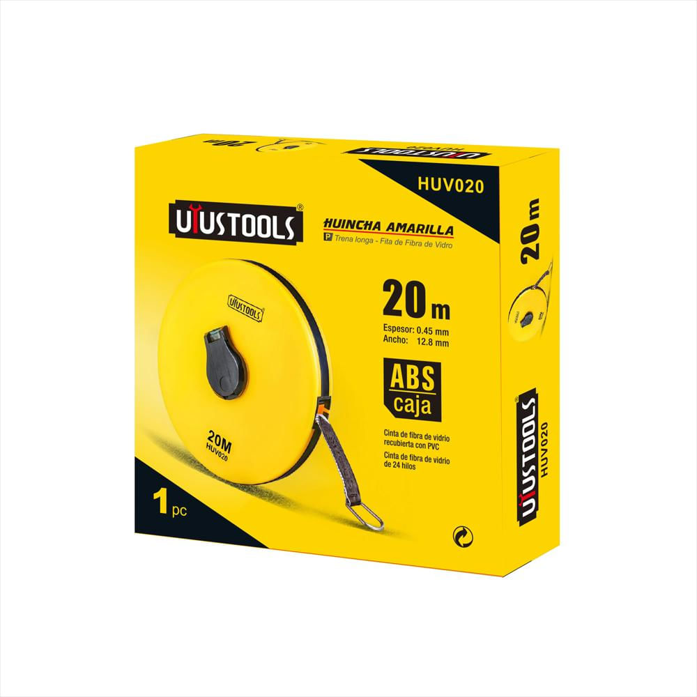 Cinta Métrica Decámetro 20 Metros Uyustools Fibra De Vidrio