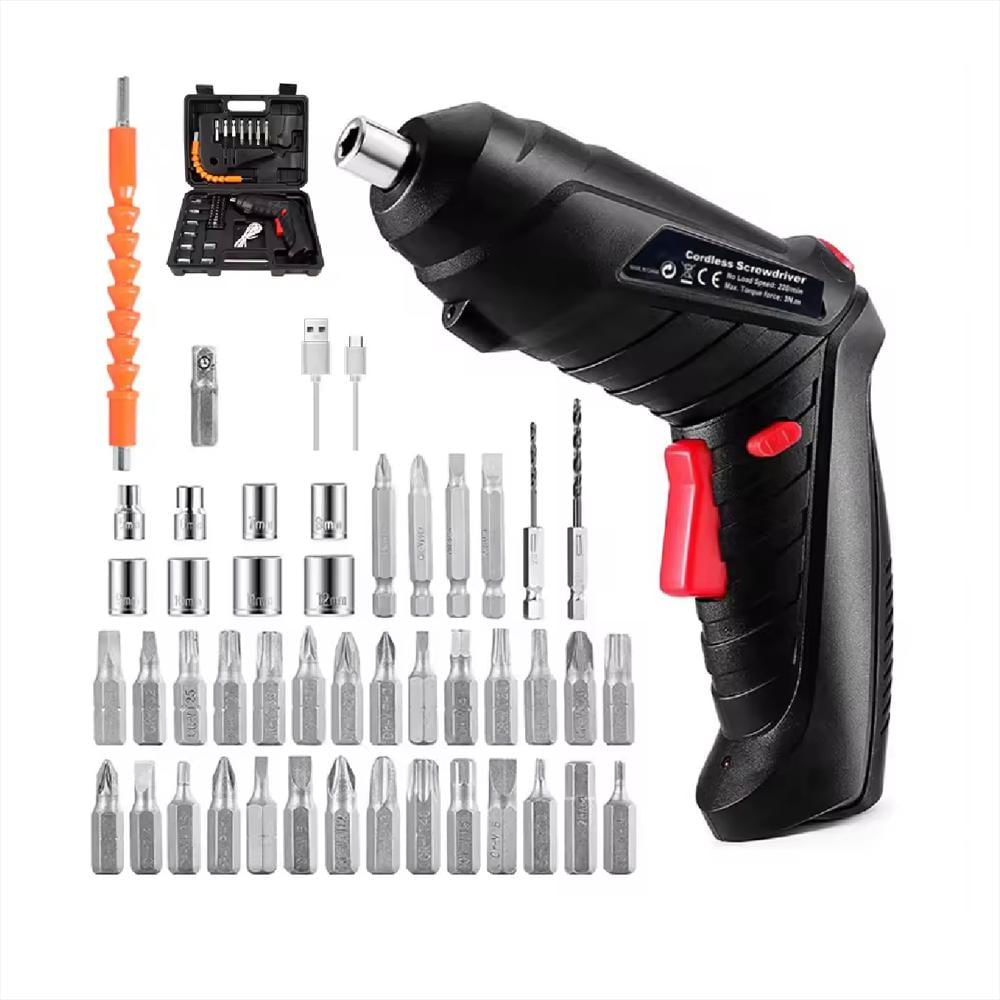 Destornillador Electrico Inalambrico 3.6V, Torque 3.5Nm, Set 47 Piezas