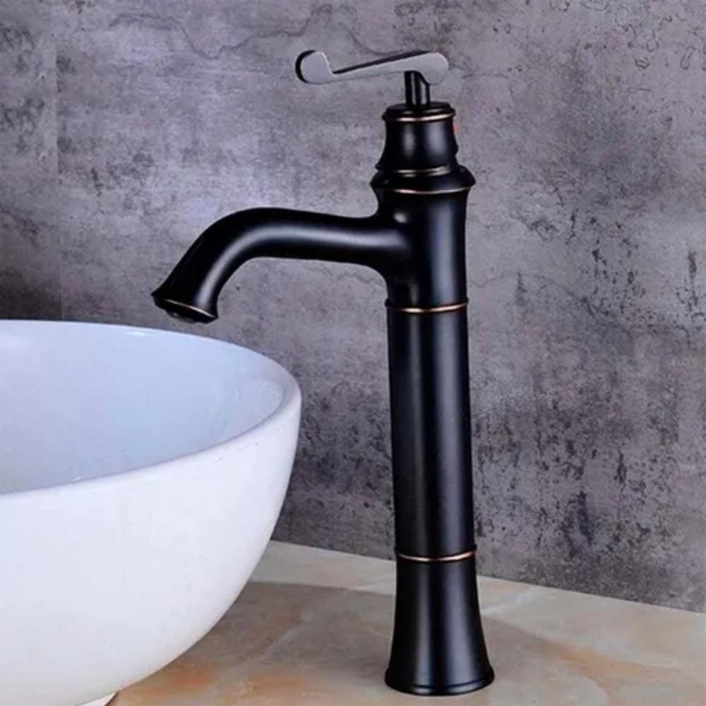 Grifería Monocontrol Lavamanos Alto Color Negro Mate Vintage Minimalista Ferreteria Baño Herraje