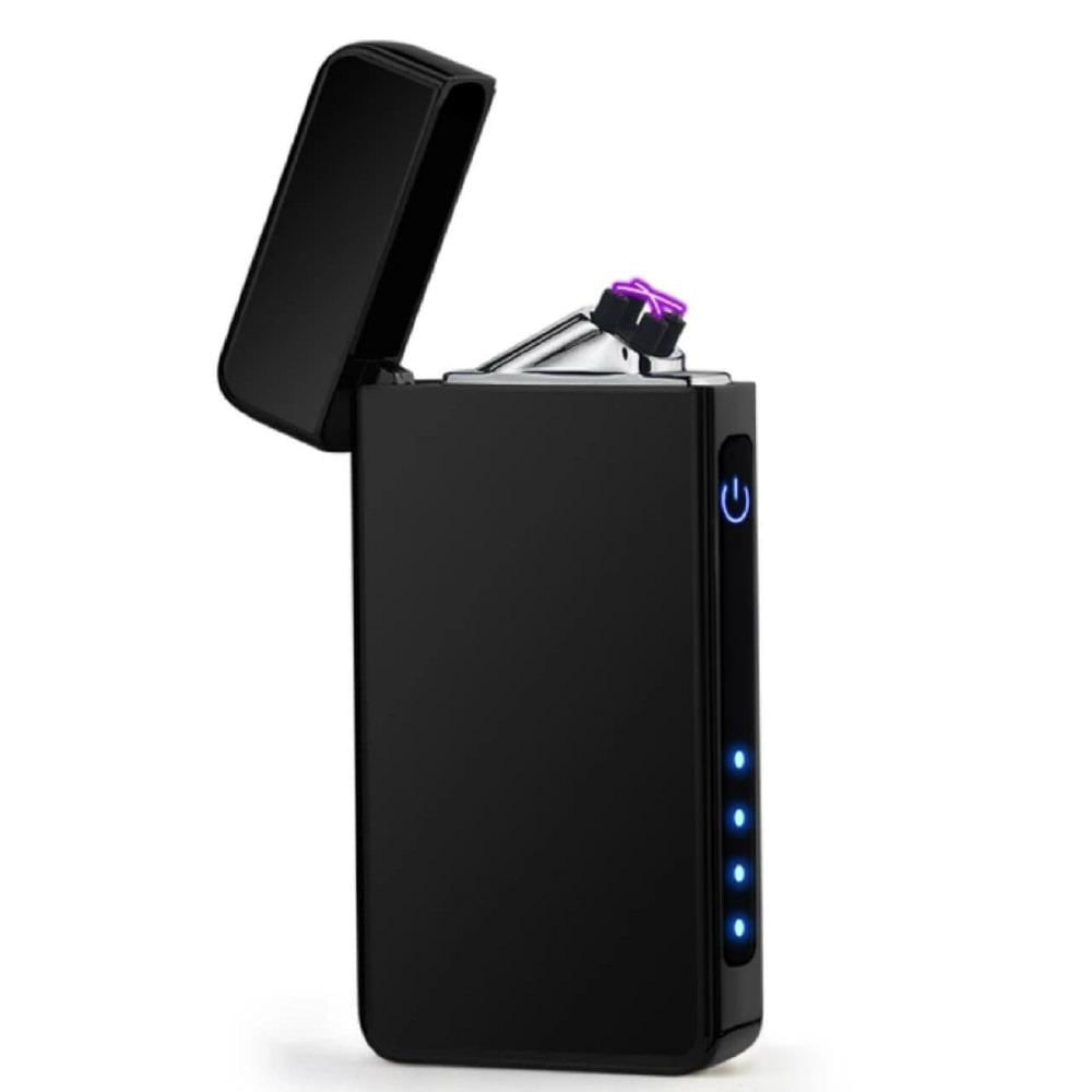 Encendedor Electrico Recargable Doble Arco Plasma Led Negro