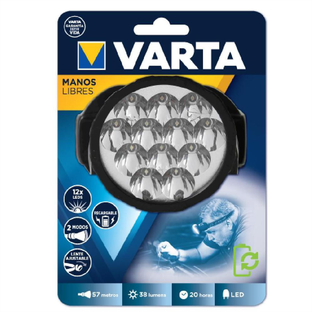 Linterna Manos Libres Varta 12 Led Recargable