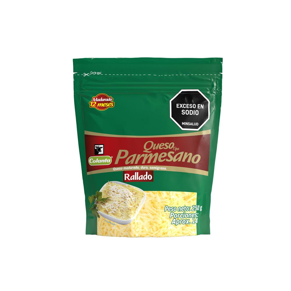 Queso parmesano COLANTA rallado madurado duro (250 gr)