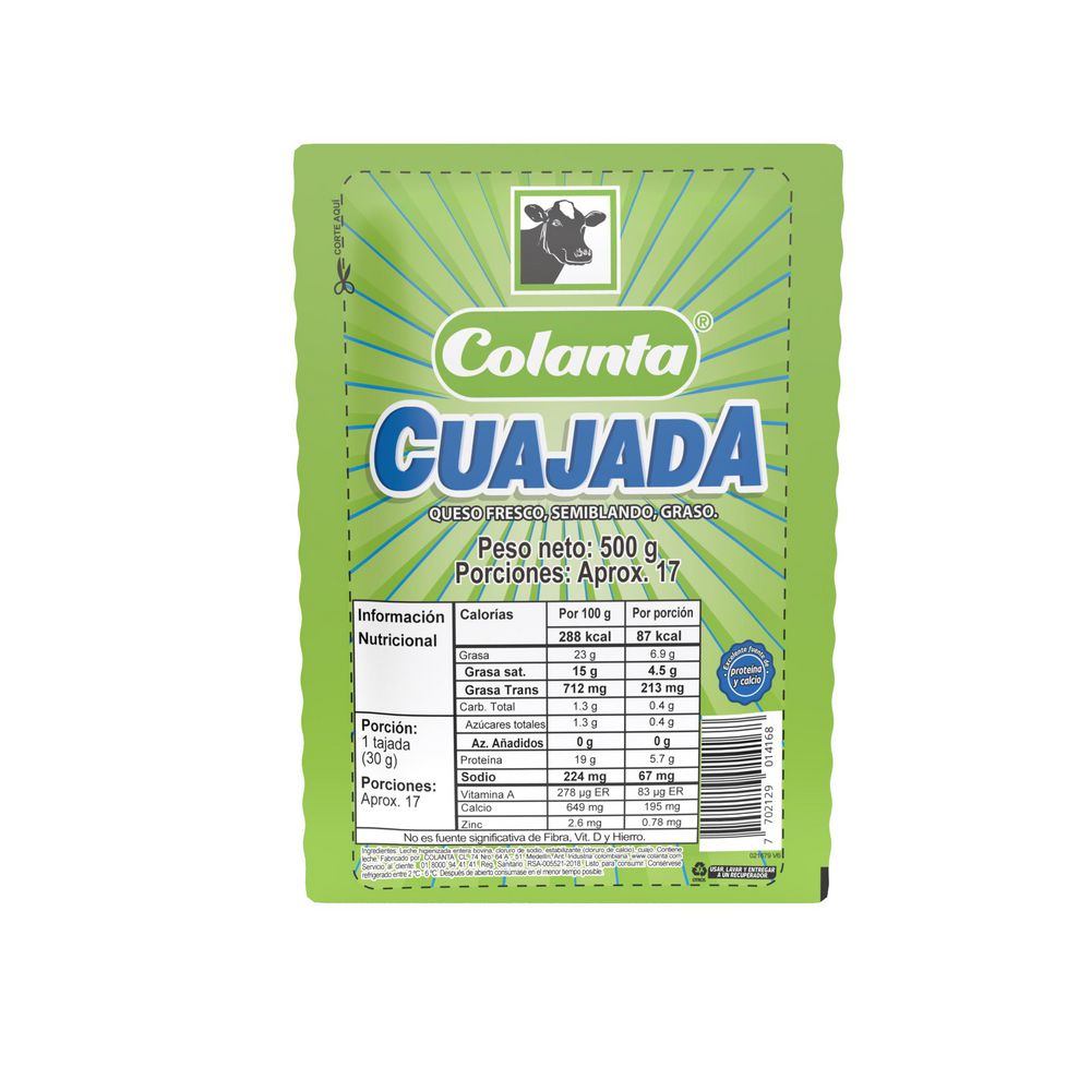 Cuajada COLANTA fresco semiblando graso (500 gr)